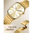 thumbnail image 3 of Wearlizer Two Tone Metal Watch Band Compatible with Apple Watch Bands Women 38/40/41/42/44/45/46/49mm Rectangular Link Bracelet Stainless Steel Strap for Series 11/10/9/8/7/6/5/4/3/SE/Ultra, 3 of 6
