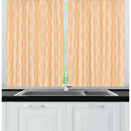 - Abstract Curtains 2 Panels Set, Broken Line Shaped Vertical Dots Pattern Abstract Geometrical Stripes, Window Drapes for Living Room Bedroom, 55W X 39L Inches, Champagne and White, by Ambesonne