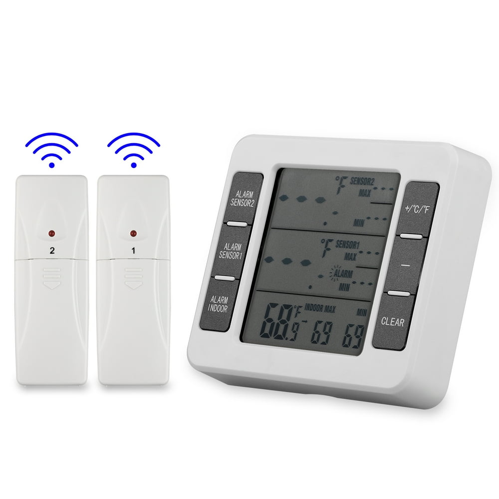 Refrigerator Thermometer,Digital Fridge Themometer, with 2 PCS Wireless