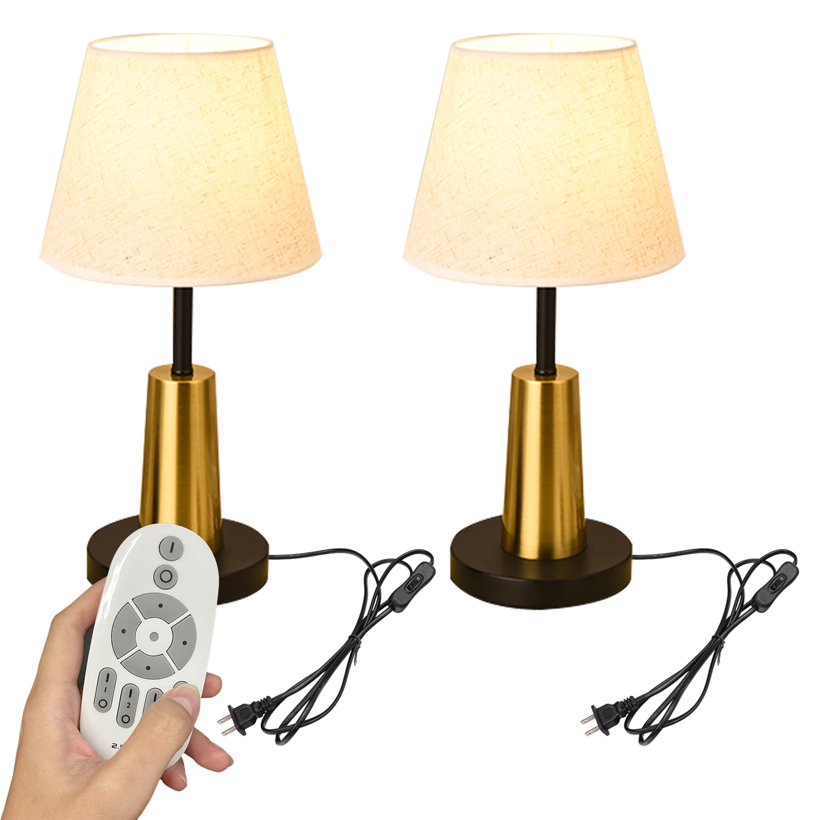 Kiven Modern Plug in Table Lamp, Dimmable Desk Lamp with Fabric