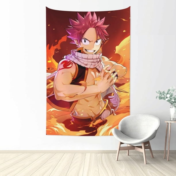 Tapiz de Natsu Dragneel para dormitorio, estampado artístico para colgar en la pared, póster estético, decoración de fondo, tapices para sala de estar, dormitorio, regalo para fanáticos, 60 x 40