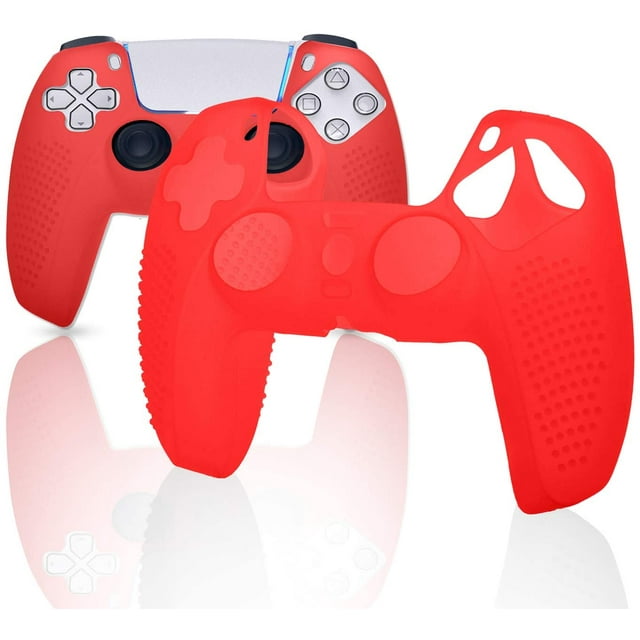PS5 Controller Skin, Dustproof Durable Controller Grip Protector, Silicone Cover for Gamepad Anti-Slip Grip Silicone Cover Protector Case Compatible with Sony PS5 Gamepad Controller (Red)