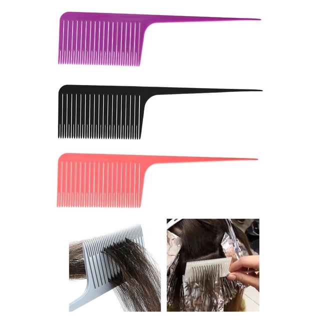 3x Antiestático Tejido Resaltado tas Cabello para Peinar El Tinte Permanente para Tinte Salvador Peine para resaltar la cola de rata