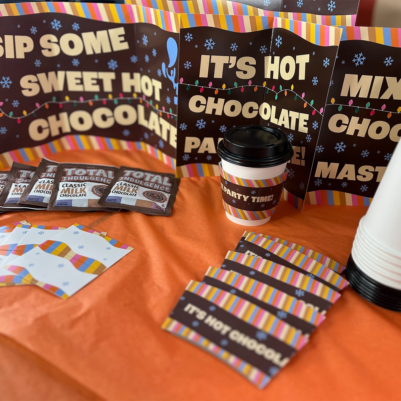 Crazy Cups Deluxe Hot Cocoa Bar Supplies Kit, Includes Hot Cocoa Bar Signs, Marshmallows, Candy Canes, Cinnamon Sticks, Sprinkles, Hot Cups with