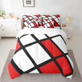 thumbnail image 2 of Erosebridal Abstract Geometry Grid Bedding Sets King Size,Red Aesthetic Art Comforter Sets with Sheets,Geometric Pattern Bed in a Bag King Size,Microfiber Room Decoration Reversible,7-Piece, 2 of 6