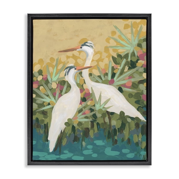 Stupell Industries Bohemian Nautical Birds in River Black Floating Frame Canvas Art, 17 x 21, by June Erica Vess