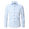 thumbnail image 2 of Hogleaql Mens Wrinkle Free Dress Shirts Fashion Long Sleeve Wrinkle Free Stretch Collared Shirt Button Down Regular Fit Business Wedding Dating Cozy Light Blue X5XL, 2 of 3