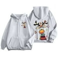 thumbnail image 2 of Fiaer Christmas Womens Hoodies Oversized Cute Graphic Full Zip up Hooded Jacket Drawstring Long Sleeve V-Neck Pocket Hooded Sweatshirts Grey S, 2 of 5