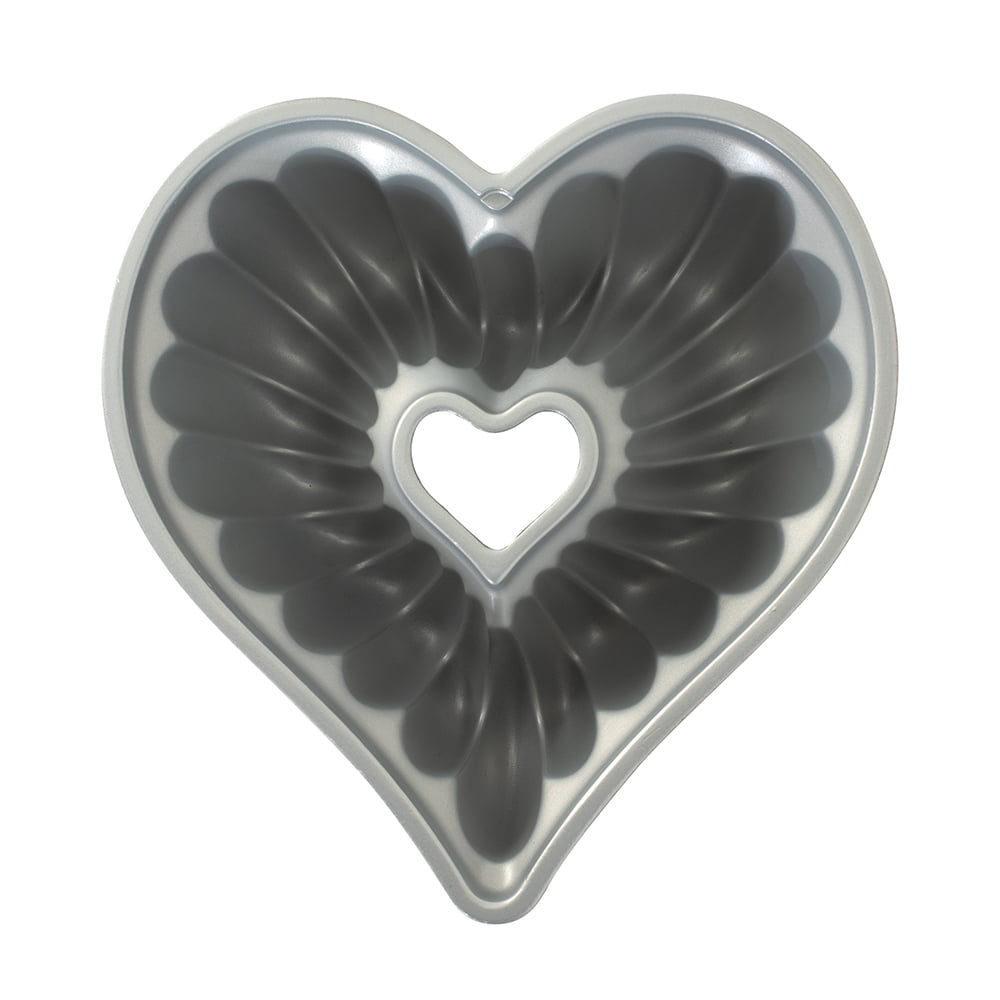 Nordic Ware Cast-Aluminum Elegant Heart Bundt Pan, Toffee, 10.5 x 10.9 x  3.6 