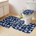 thumbnail image 4 of Summer Ocean Bathroom Rugs Set Modern Blue Shell Conch Nautilus Non Slip Absorbent Soft Bath Mats 3 Piece Set with Bathroom Rug, U-Shaped Floor Mat, Toilet Seat Cover Small Size, 4 of 9