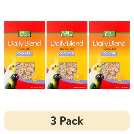 (3 pack) Wild Harvest Daily Blend for Cockatiels, Hookbills and Lovebirds, 2 lb