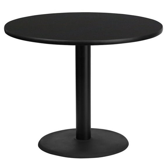 Bowery Hill Contemporary Laminate Table-Round Base In Black Finish