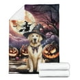 thumbnail image 2 of Spooky Halloween Night Witch Golden Retriever Glowing Pumpkins Cozy Fleece Blanket Goldens Dog Lover Gifts Idea Warm Soft Throw Blanket - 12015, 2 of 5
