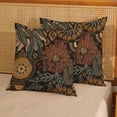 thumbnail image 5 of Boho Pillow Covers 20x20 Set of 2 Vintage Boho Floral Throw Pillows Tropical Leaves Brown Palm Summer Flowers Decorations Bohemian Pillowcase Linen Outdoor Decor Cushion Case for Sofa Home, 5 of 6