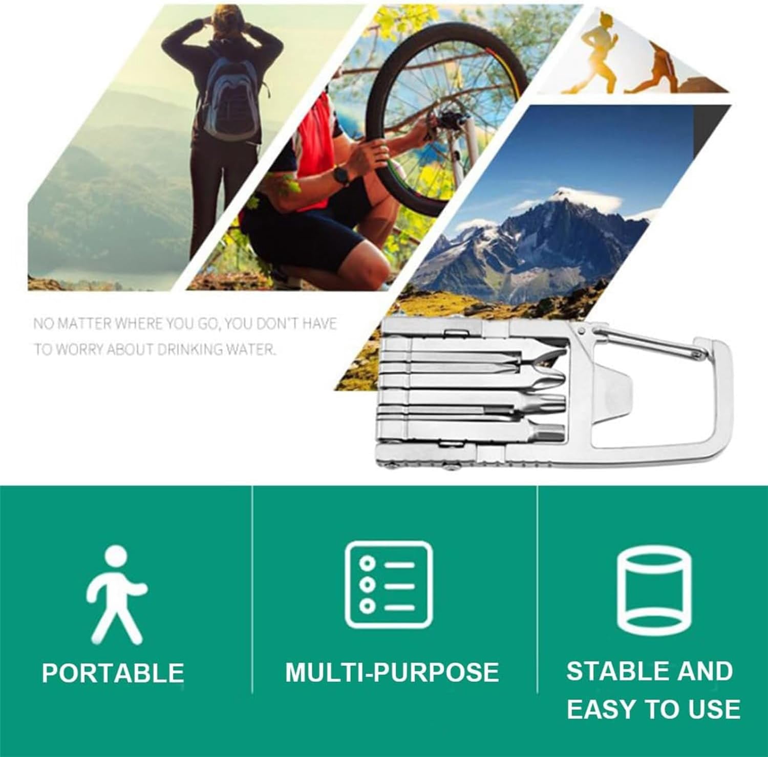 ABCISI 12 in 1 Mini Multi Tool, Portable Keychain Multitool Hardware Bit with Bottle Opener&Phone Holder&Screwdriver for Daily Maintenance, Compact Pocket Size for Outdoors Camping Hiking Cycling
