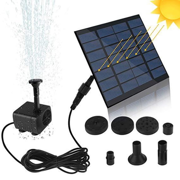 Walbest Mini Solar Fountain Pump, Solar Water Pump Power Panel Kit Submersible Brushless for Garden Water Circulation/Pond Fountain, Pool Decor (7V 1.2W)