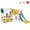 Green Yellow White, variant on COSVALVE 9-in-1 Kids Slide with Playhouse,Toddler Climber Playset Indoor Outdoor Playground with Basketball Hoop,Telescope(Green Yellow)