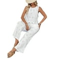 thumbnail image 3 of Two Piece Outfits for Women Hollow Out Off Shoulder Corset Tops and Pants Set Dressy White M, 3 of 8
