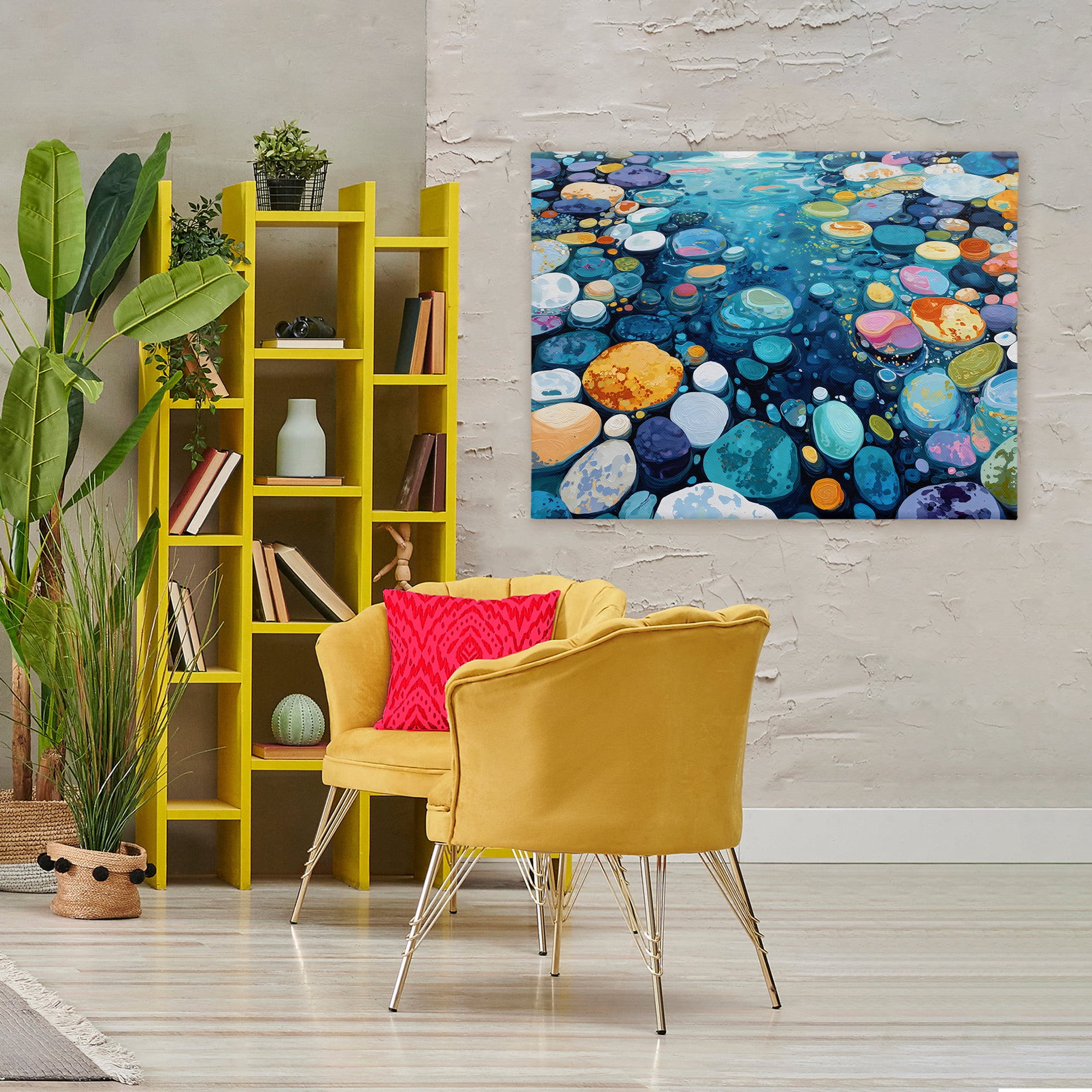 Stupell Industries Rainbow Rocks in River Canvas Wall Art, design by Franklyn Gregory