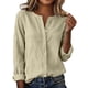 thumbnail image 2 of Craaazy Women's Casual V-Neck Blouse, Solid Color Long Sleeve Button Down Shirt, Loose Fit Comfy Tops for Daily Wear Gifts, 2 of 9