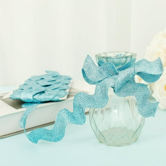 10 Yards Metallic Rick Rack 25mm Wide Glitter Rick Rack Trim Zig Zag Wave Bending Fringe Ribbon for Sewing Wedding Dress Present Wrapping