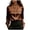 Coffee, variant on Women's Blouse Long Sleeve Satin Shirts Front Pearl Embellished Puff Cuff | Casual Office Crewneck Business Black for Size M