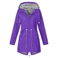 thumbnail image 1 of Women Hooded Thick Jacket Long Sleeve Drawstring Design Windbreaker Spring Autumn Outdoor Coat, 1 of 2
