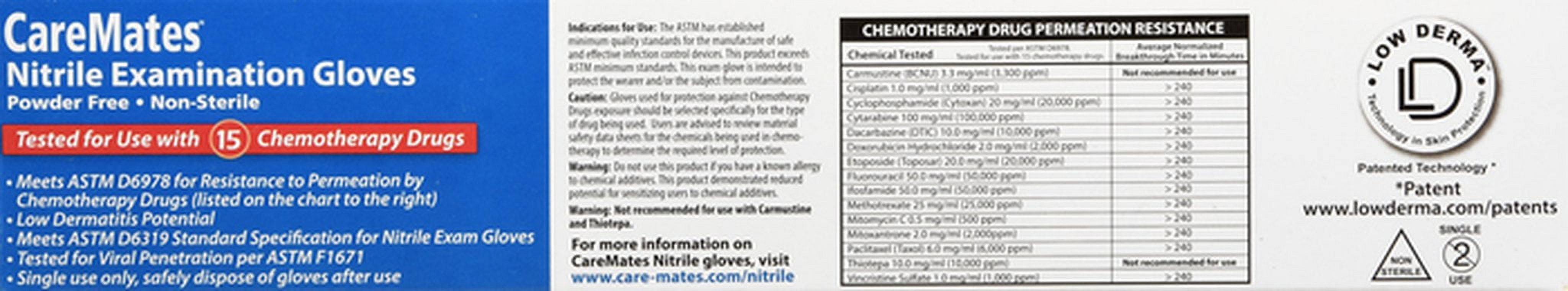 CareMates Powder Free Nitrile Examination Gloves, Large, 100 Count