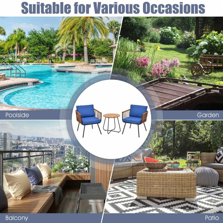 Aimee Lii 3 Pieces Patio Bistro Furniture Set with Armrest and Soft Cushions, Small Patio Set Aimee Lii 3 Pieces Patio Bistro Furniture Set with Armrest and Soft Cushions, Small Patio Set