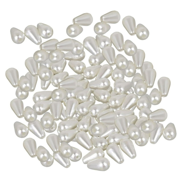 Pearl Beads, Small Smooth Glossy Craft Pearl Bead Waterdrop Loose Spacer  Beads for Bracelet, Necklace, Jewelry Making , Beige 6x10mm 400pcs 