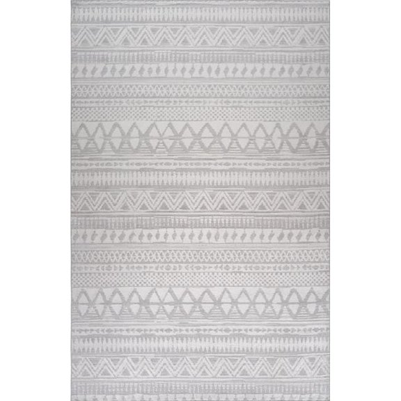 4' X 6' Gray and Cream Abstract Distressed Area Rug