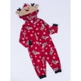 thumbnail image 5 of HYwys Matching Family Christmas Pajamas Set Reindeer Hoodie Jumpsuit Romper Holiday Pjs Onesise Sleepwear Baby 6 9 Months, 5 of 6