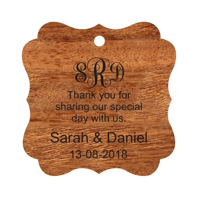 Darling Souvenir Thank You For Sharing Our Special Day Custom Monogram Initials Hang Tags Personalized Wedding Favor Gift Tags-Rustic Wood-50 Tags
