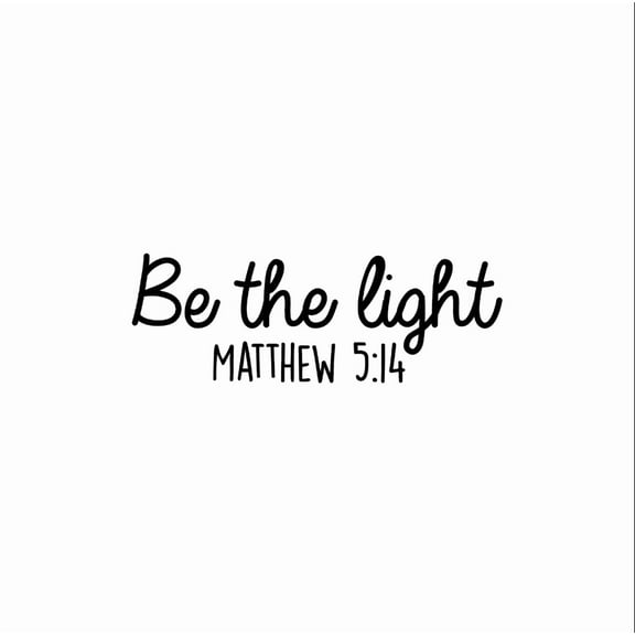 Vinyl Wall Art Decal - Be The Light Matthew 5:14 - 9" x 25" - Modern Inspirational Religious Bible Verse Quote For Home Bedroom Office Church Decoration Sticker (Black)