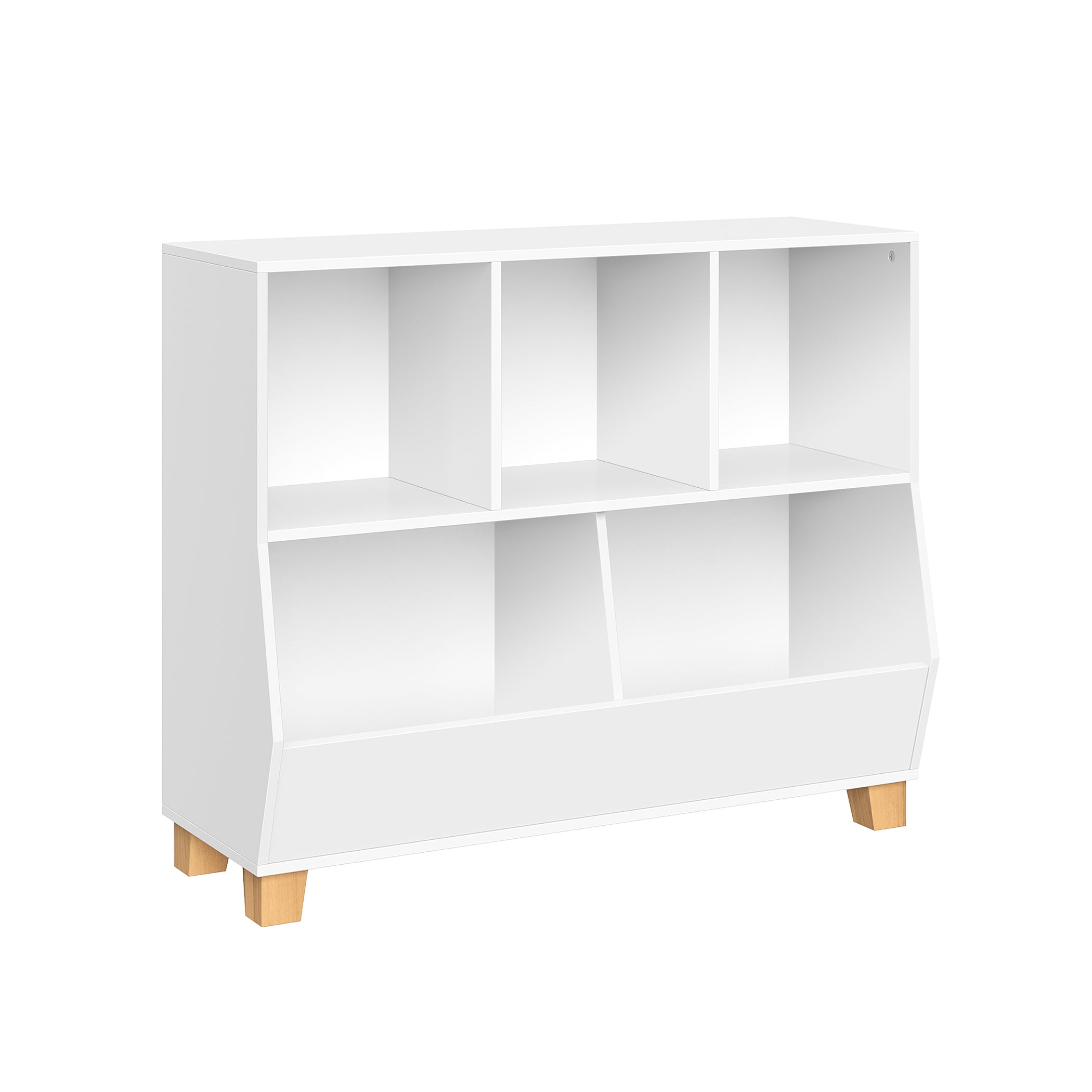 RiverRidge Kids Catch-All 35in Cubby Bookshelf and Toy Bin Storage Organizer - White