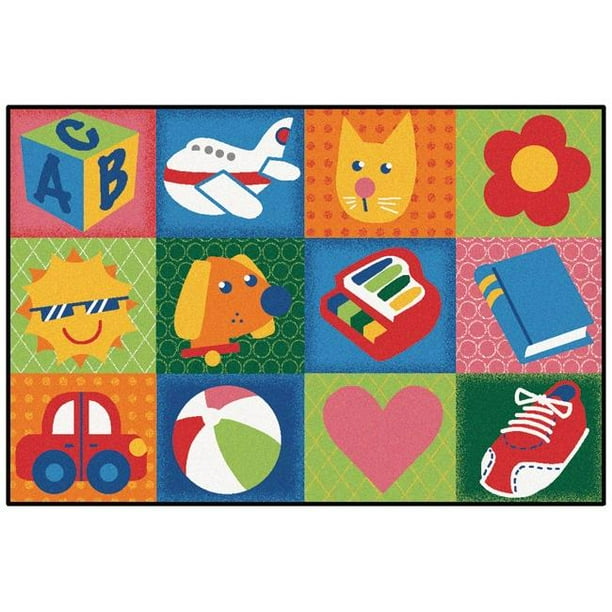 Carpets for Kids 36.25 Rectangle Toddler Fun Squares Rug 3 x 4 ft. 6