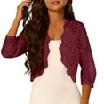 thumbnail image 5 of Yxbdin Lace Shrug Cardigans for Women Summer 3/4 Sleeve Bolero Shrug Lightweight Open Front Cardigan Elegant Cropped Shrug Tops for Dresses, 5 of 8