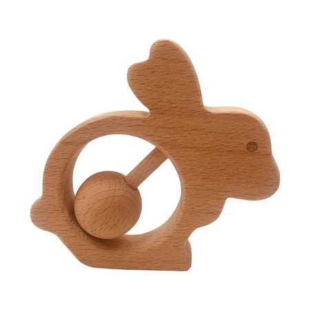 

Weloille Infants Learn To Crawl Grasp Beech Wood Toy Wooden Car Puppy Car Wooden Molars