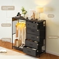 thumbnail image 2 of 2in1  6 Drawers Dresser Closet for Bedroom with Hanging Rack, LED Lights & Charging Station, Wooden Top Storage Chest of Drawers with Charging Station   Grid Panel, 2 of 7