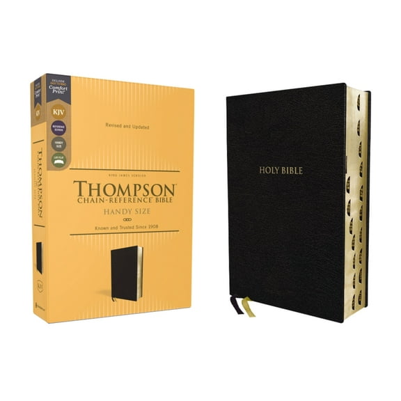 Kjv, Thompson Chain-Reference Bible, Handy Size, European Bonded Leather, Black, Red Letter, Thumb Indexed, Comfort Prin, (Hardcover)