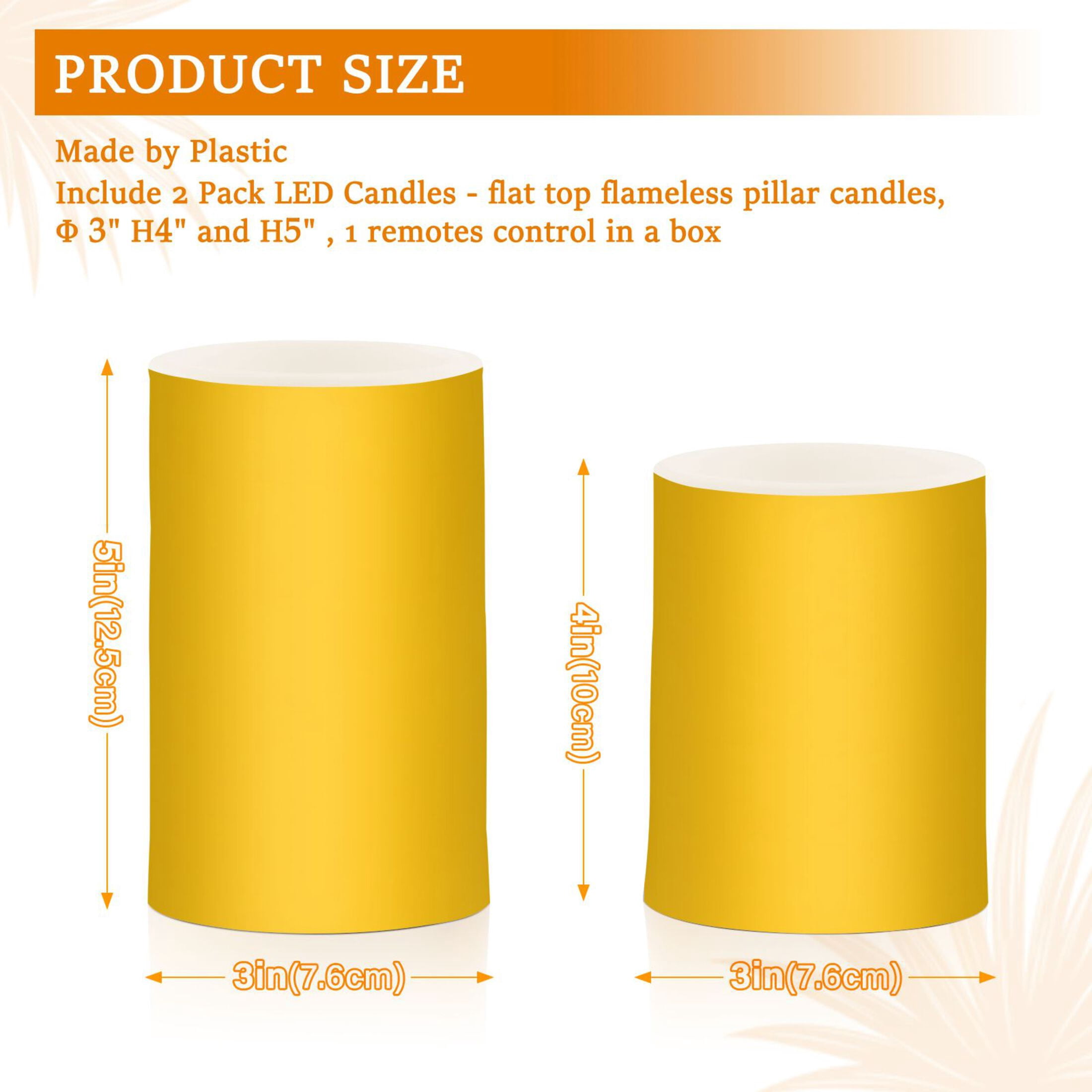 ALAZA Solid Yellow 2 PCs LED Flickering Flameless Candles with Remote Timer Battery Operated Candle
