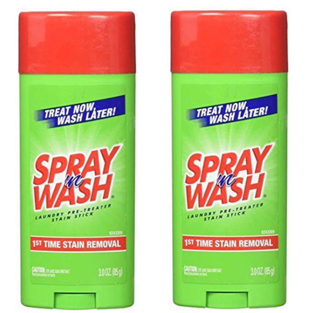 2 Pack Spray N' Wash PreTreat Stain Stick White Unscented 3oz Each
