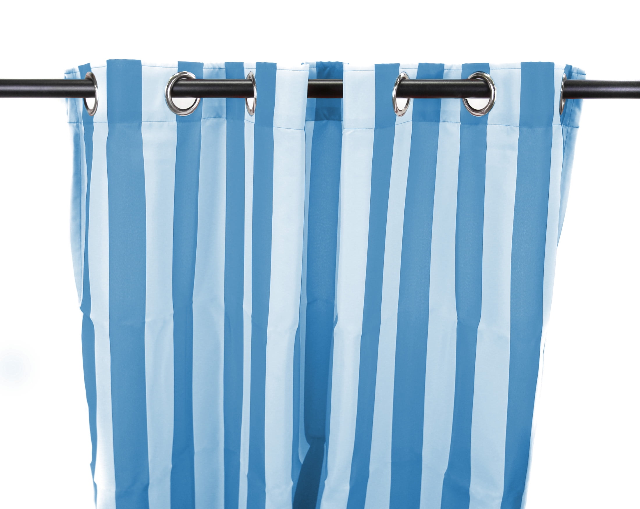 Jordan Manufacturing 54" x 84" Caribbean Blue Stripe Grommet Semi-sheer Outdoor Curtain Panel (2 Pack)