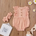 thumbnail image 2 of AMERTEER Bébé Fille 2 Pièces Ensemble Sans Manches Coton Lin Bandeau, 2 of 5