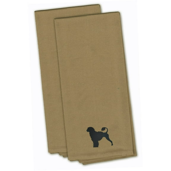 Portuguese Water Dog Tan Embroidered Towel Set of 2
