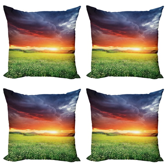 Ambesonne Colorful Throw Pillow Cover 4 Pack, Sunset Modern View, 20", Multicolor