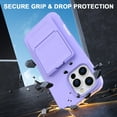thumbnail image 7 of ELEHOLD Case for iPhone 16 Pro with Mirror, Built-in Cash Slot, Rugged Plastic Shell Protective Kickstand Mirror Heavy Duty Shockproof Wallet Case Cover for iPhone 16 Pro,Purple, 7 of 7