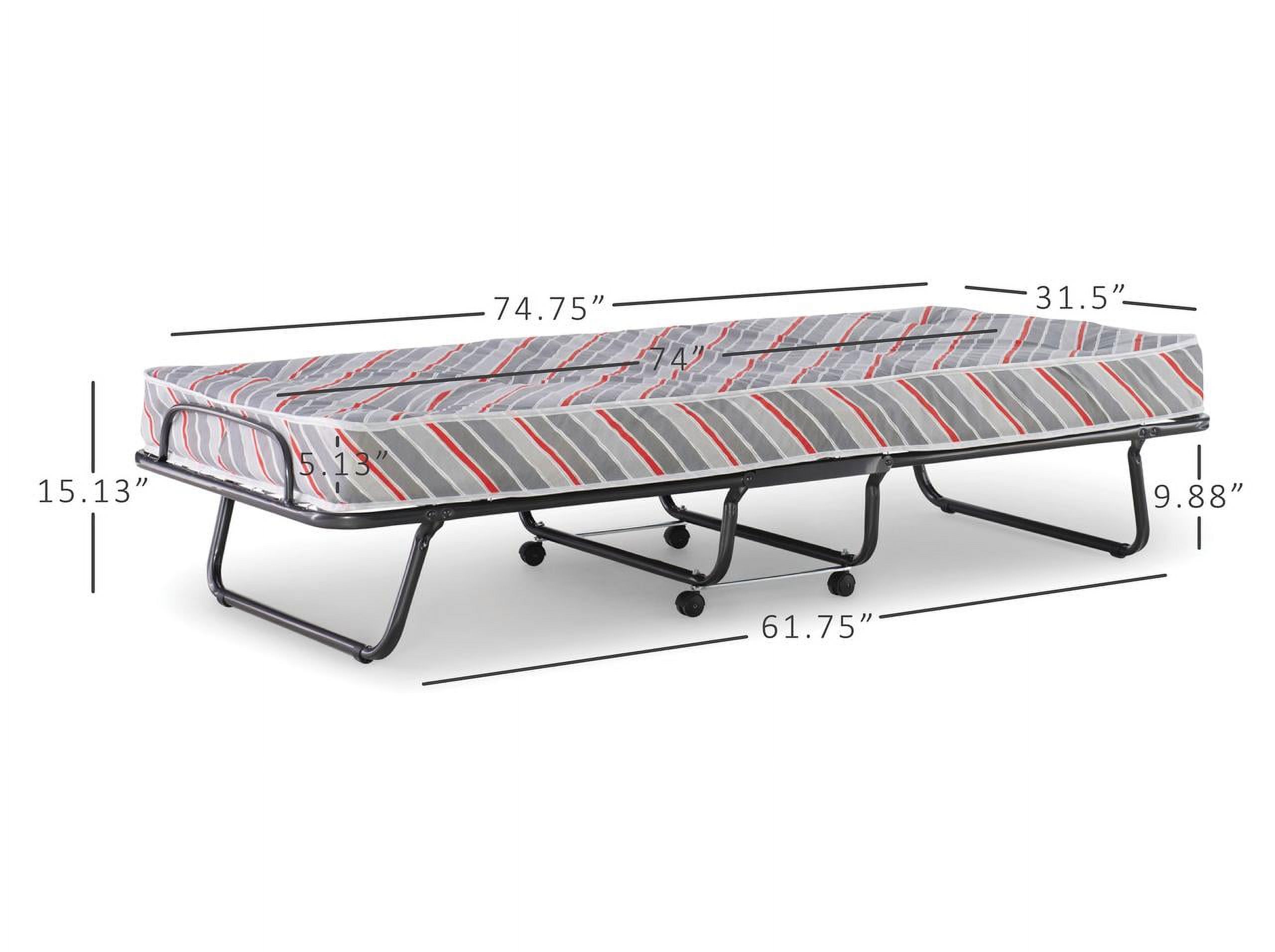 Linon Torino Folding Rollaway Guest Bed with 5" Innerspring Mattress, Cot - image 5 of 14