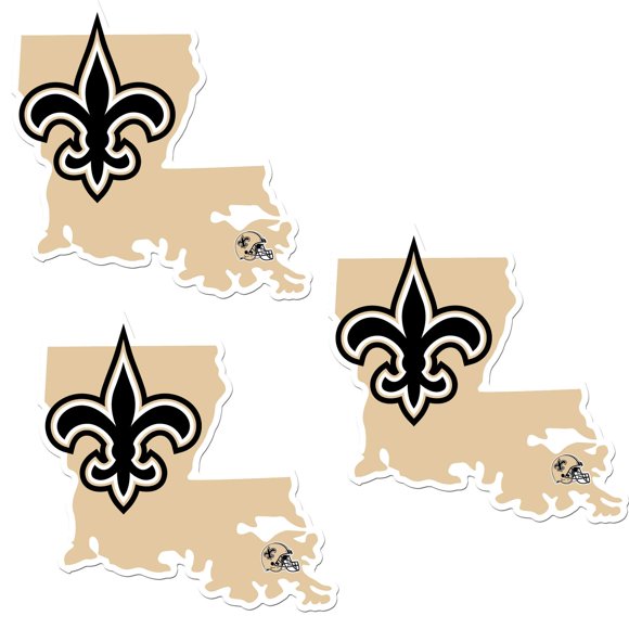 Nfl Siskiyou Tienda Para Fanáticos De Los Deportes New Orleans Saints Paquete De 3 Calcomanías Del Estado Local Color Del Equipo