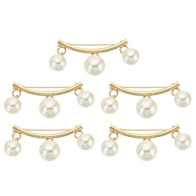 Unique Bargains Pearl Safety Decorative Pin Brooch, 5Pcs Anti Exposure